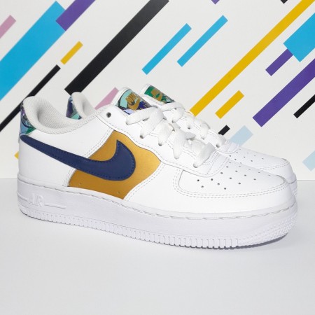 Nike Air force 1 Low White Blue Gold